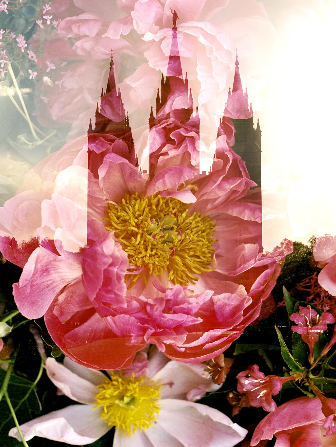 Salt Lake LDS Temple + Coral Charm Peony 4