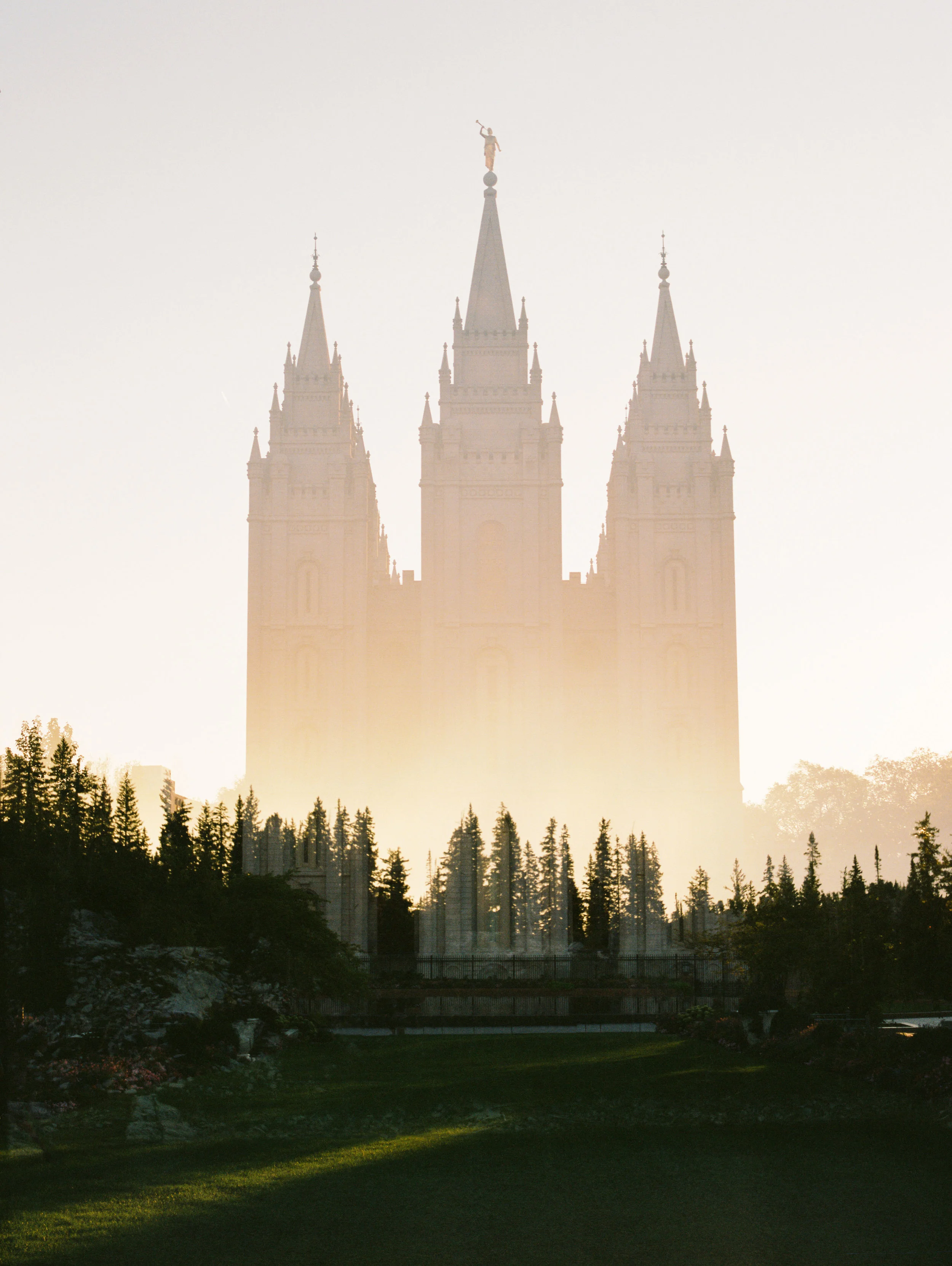Salt Lake LDS Temple + Mountain Sunset