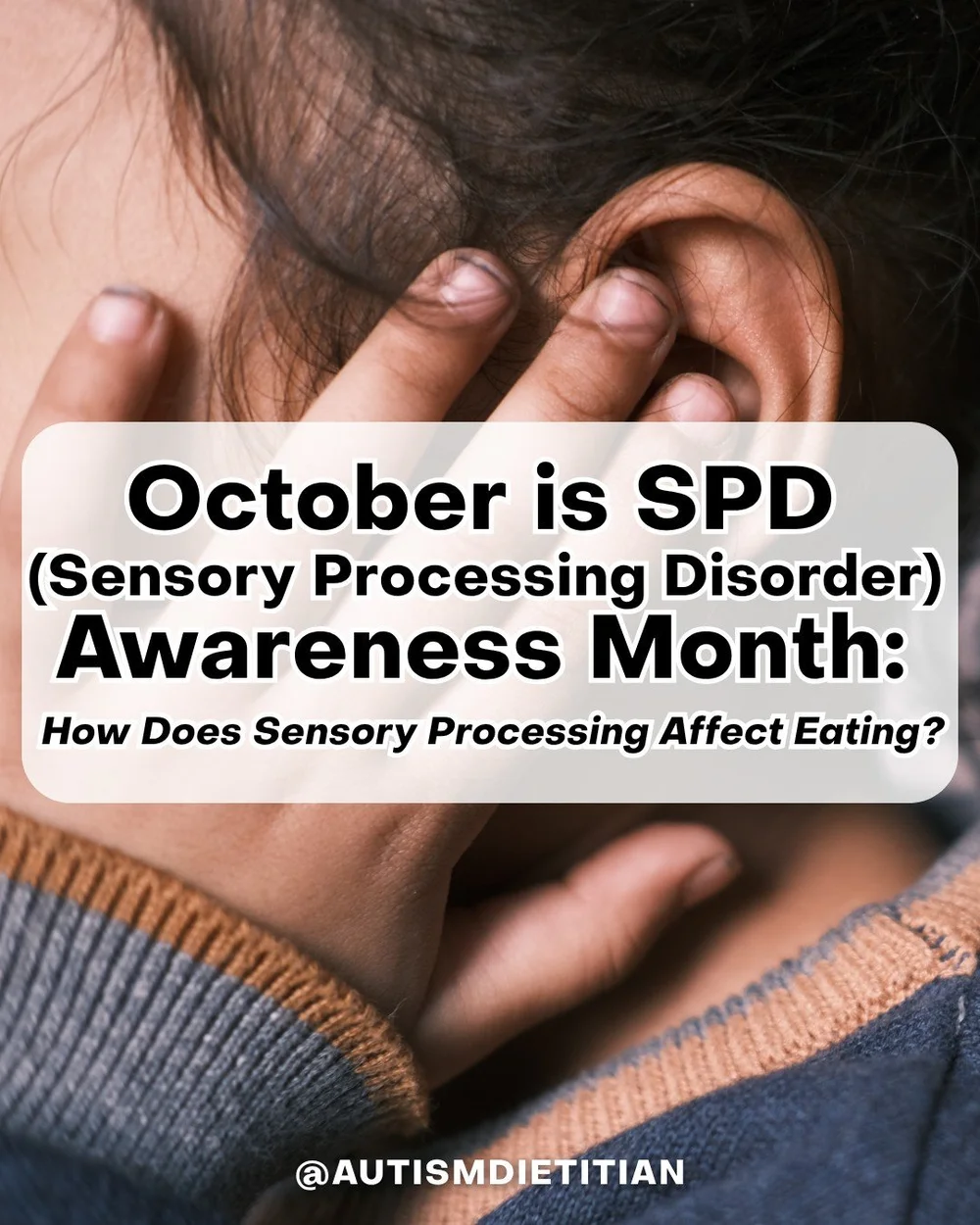 ✨October is Sensory Processing Disorder (SPD) Awareness Month✨

For many kids, eating isn&rsquo;t just about food. It&rsquo;s a full-body sensory experience.

It's estimated that up to 90% of kids on the autism spectrum are affected by SPD. 

�👉 The