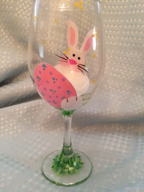 Easter Bunny wineglass