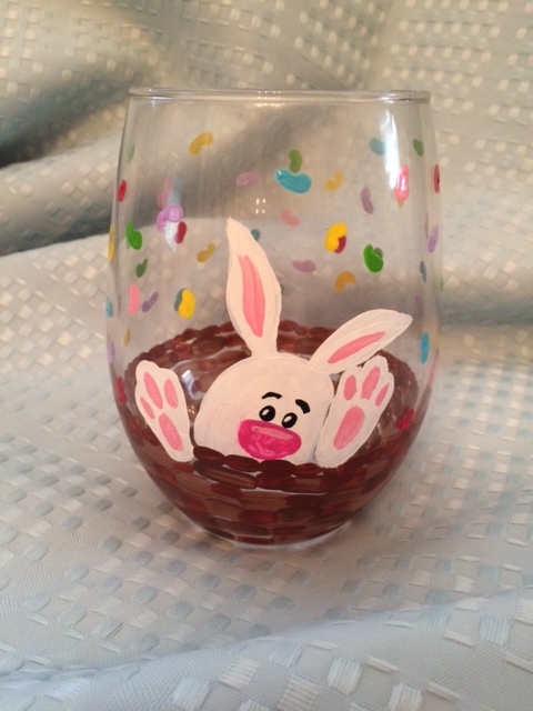 Easter Bunny basket wineglass