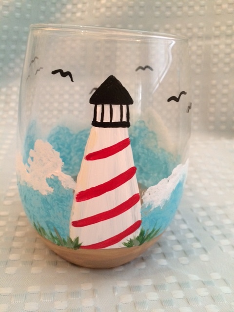 Lighthouse wine glass