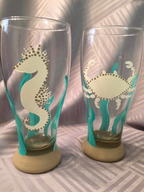Beach themed beer glasses