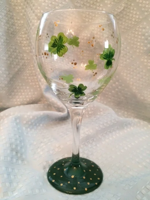 shamrocks and gold wineglass
