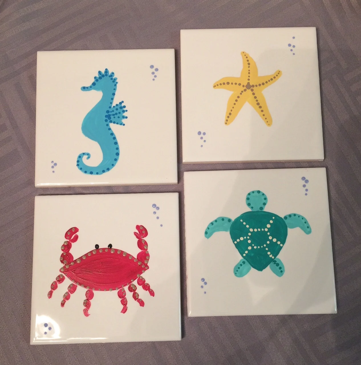 Beach themed tile coasters