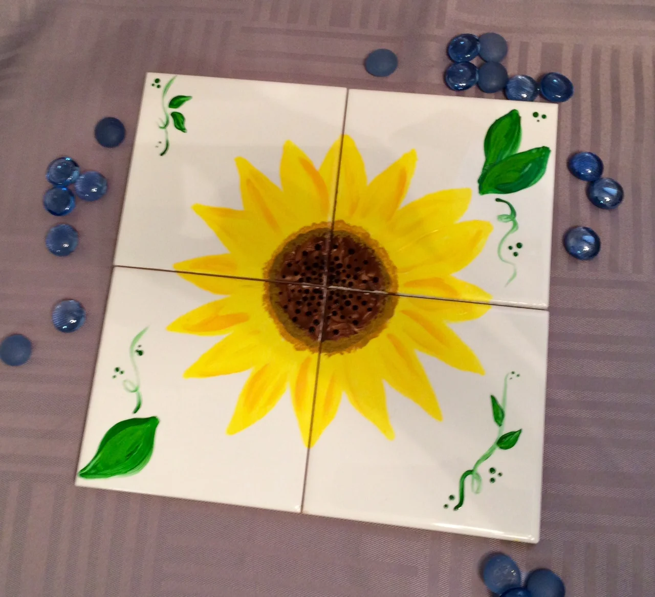 Sunflower tile coasters