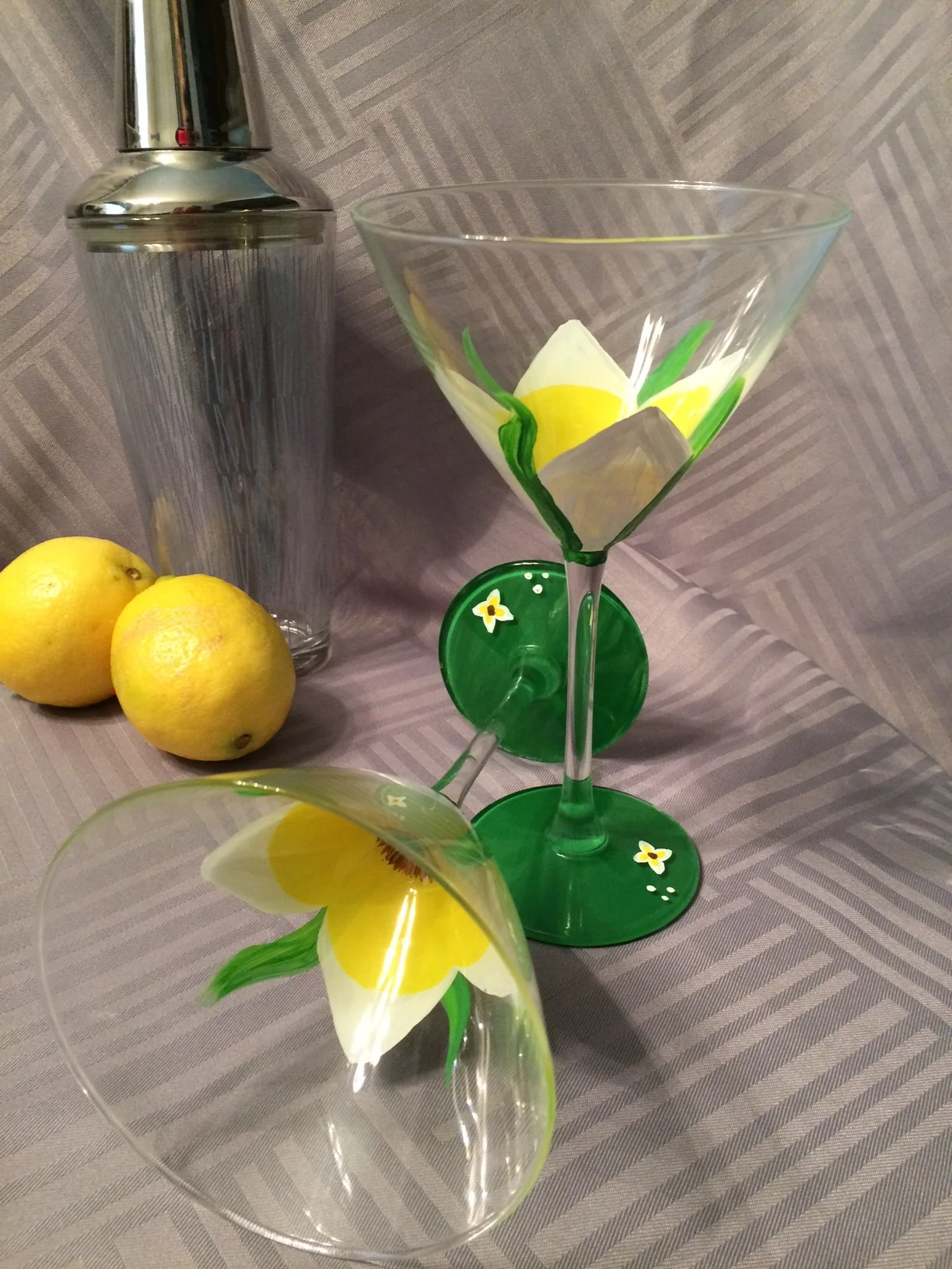 Spring flower martini glasses