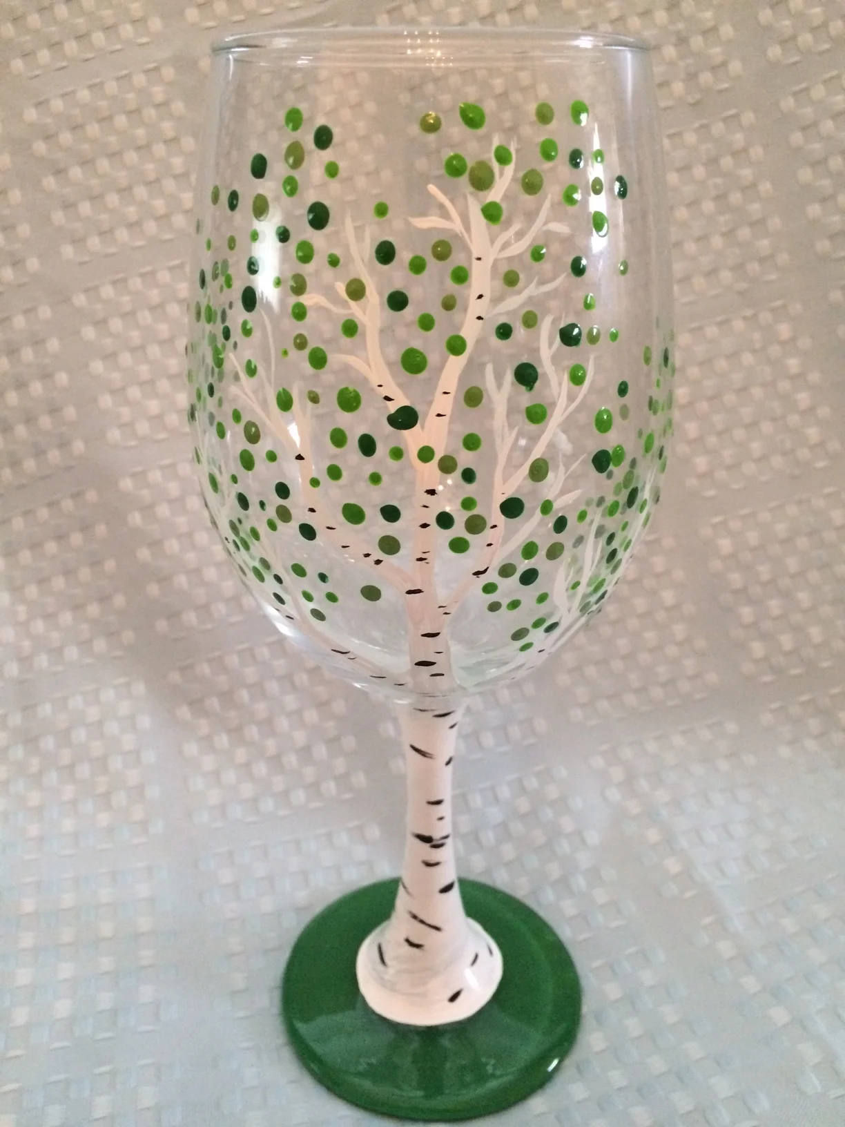 White birch tree wineglass