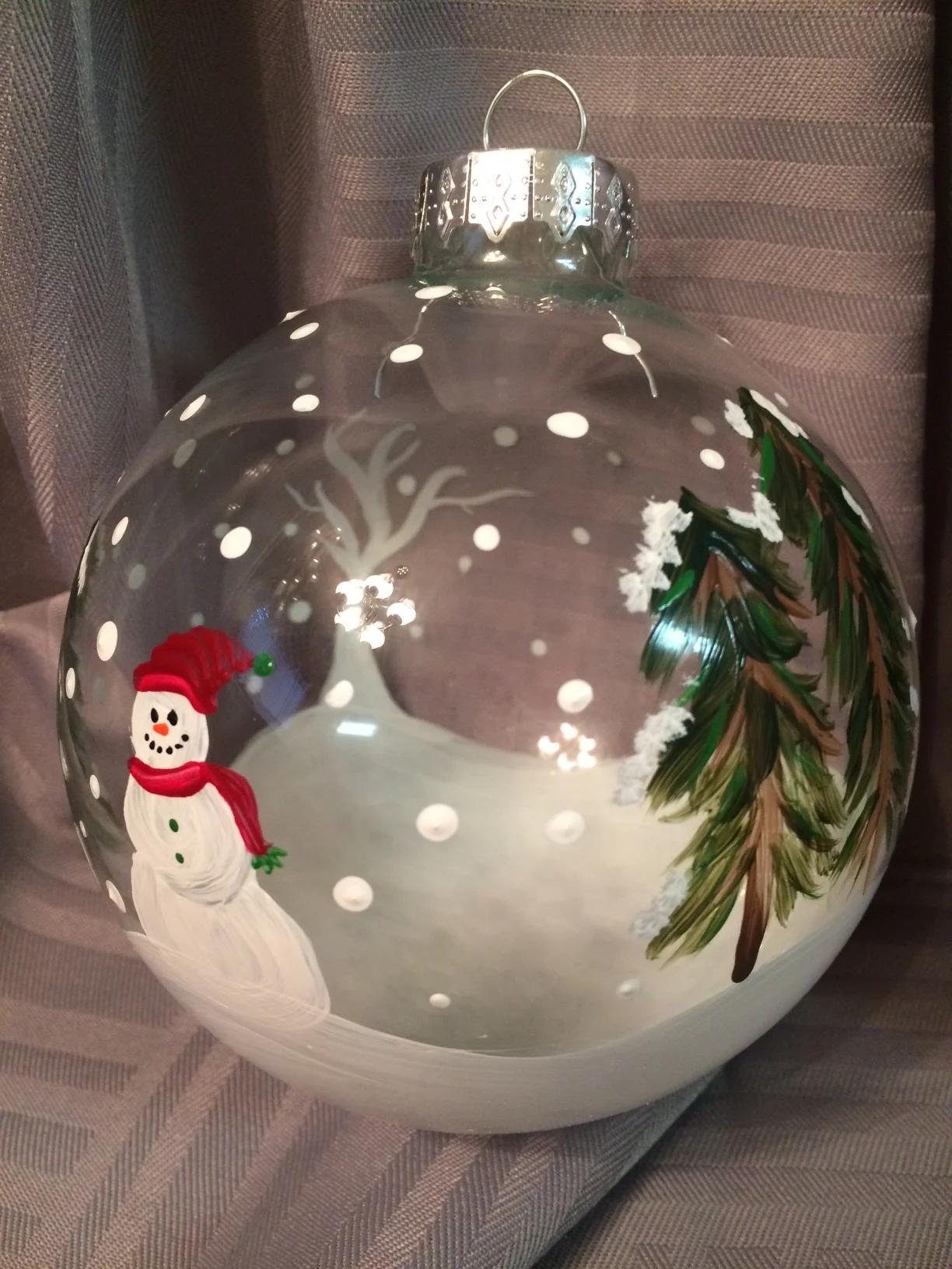 Snowy scene glass tree ornament