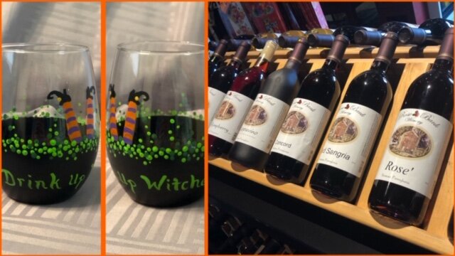 Hallowine Witchy Wineglasses &amp; Wine at Rose Bank Winery