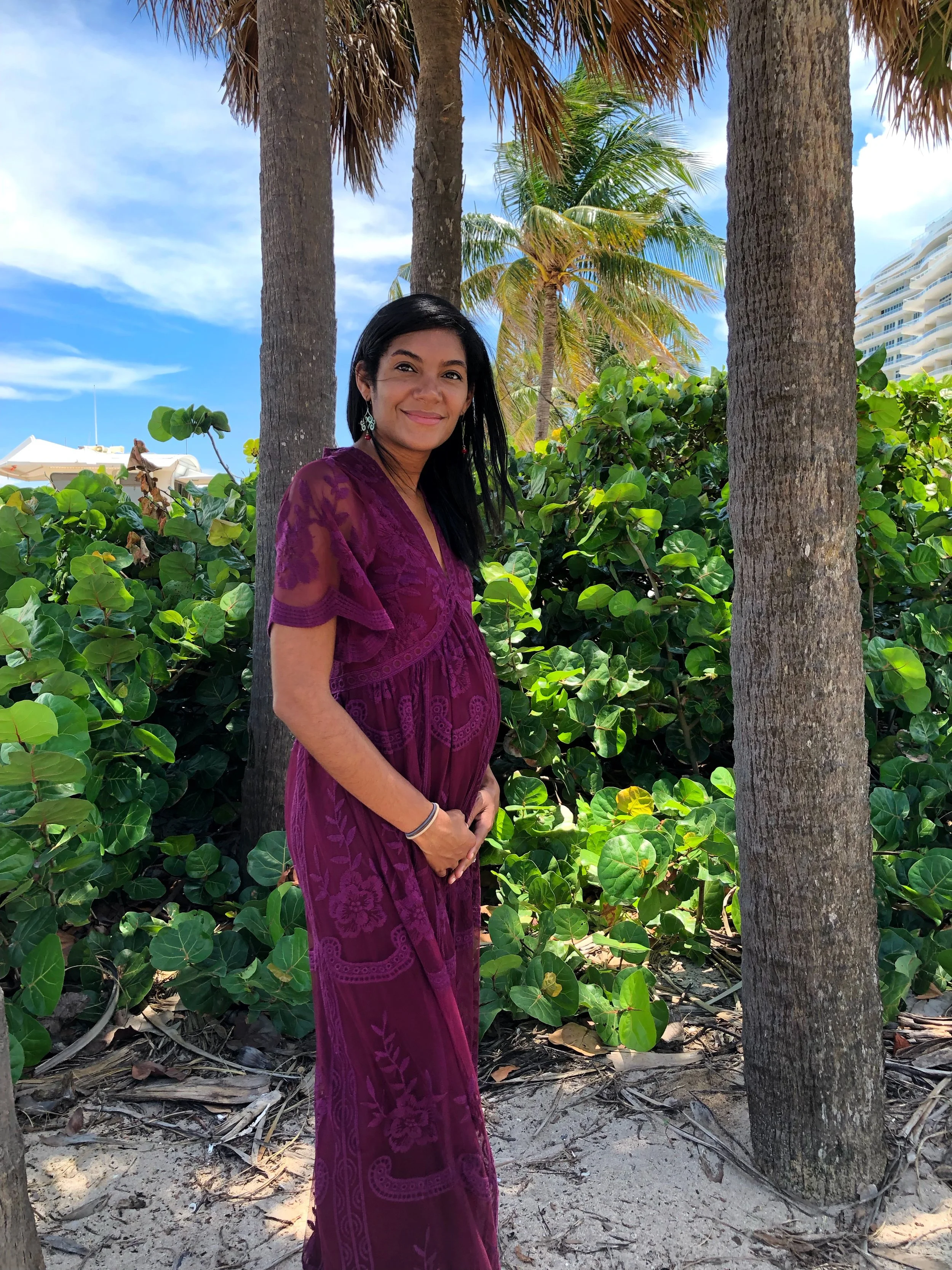 Feeling Beach Boho Vibes in My PinkBlush Maternity Dress