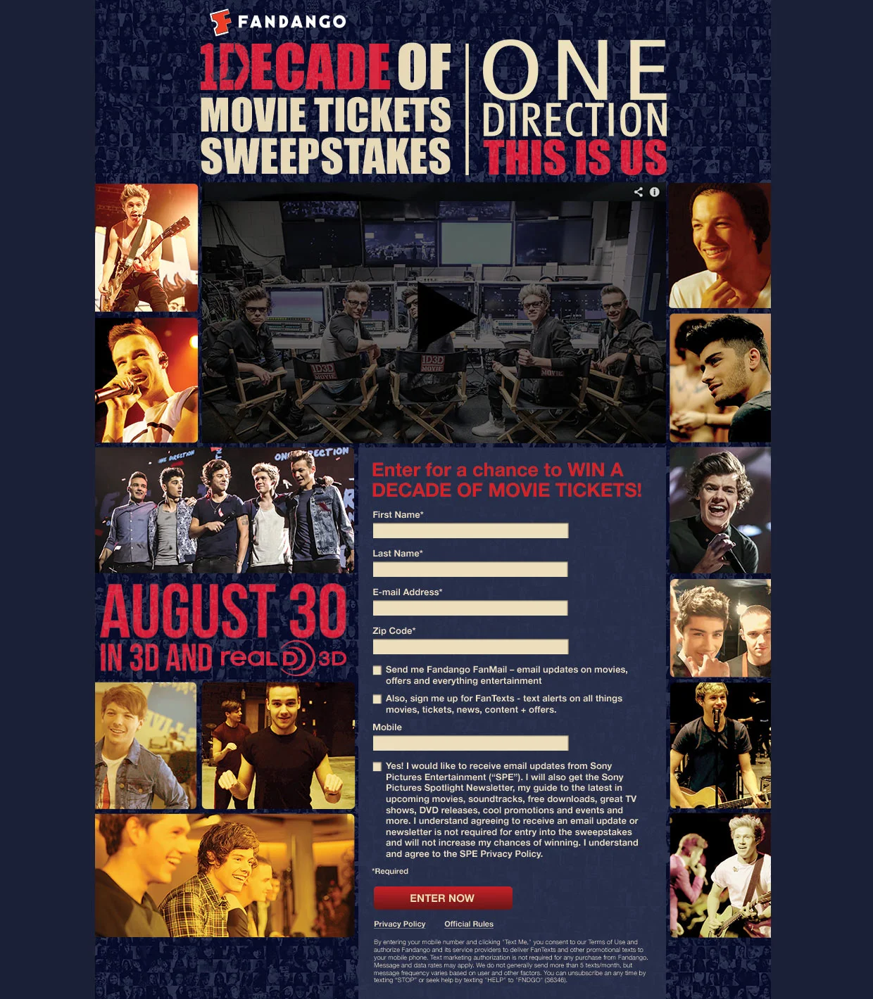 1 Decade of Movie Tickets ONE DIRECTION Sweepstakes