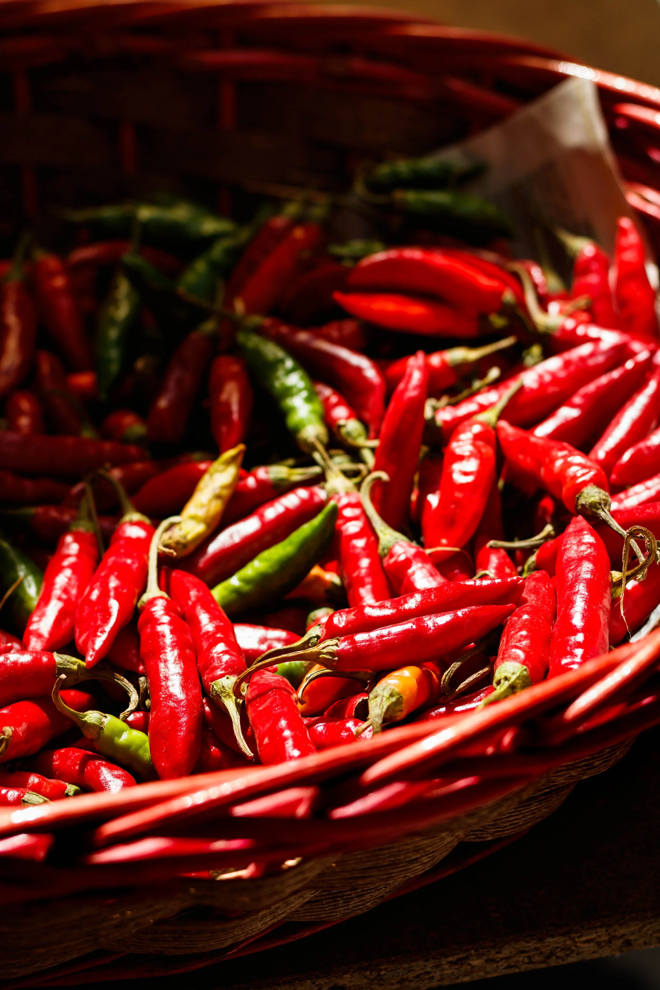  Editorial food travel photo of Italian red chilies drying in the sun in Puglia, Italy. Shot by San Diego based food and travel photographer Amy Carson. 