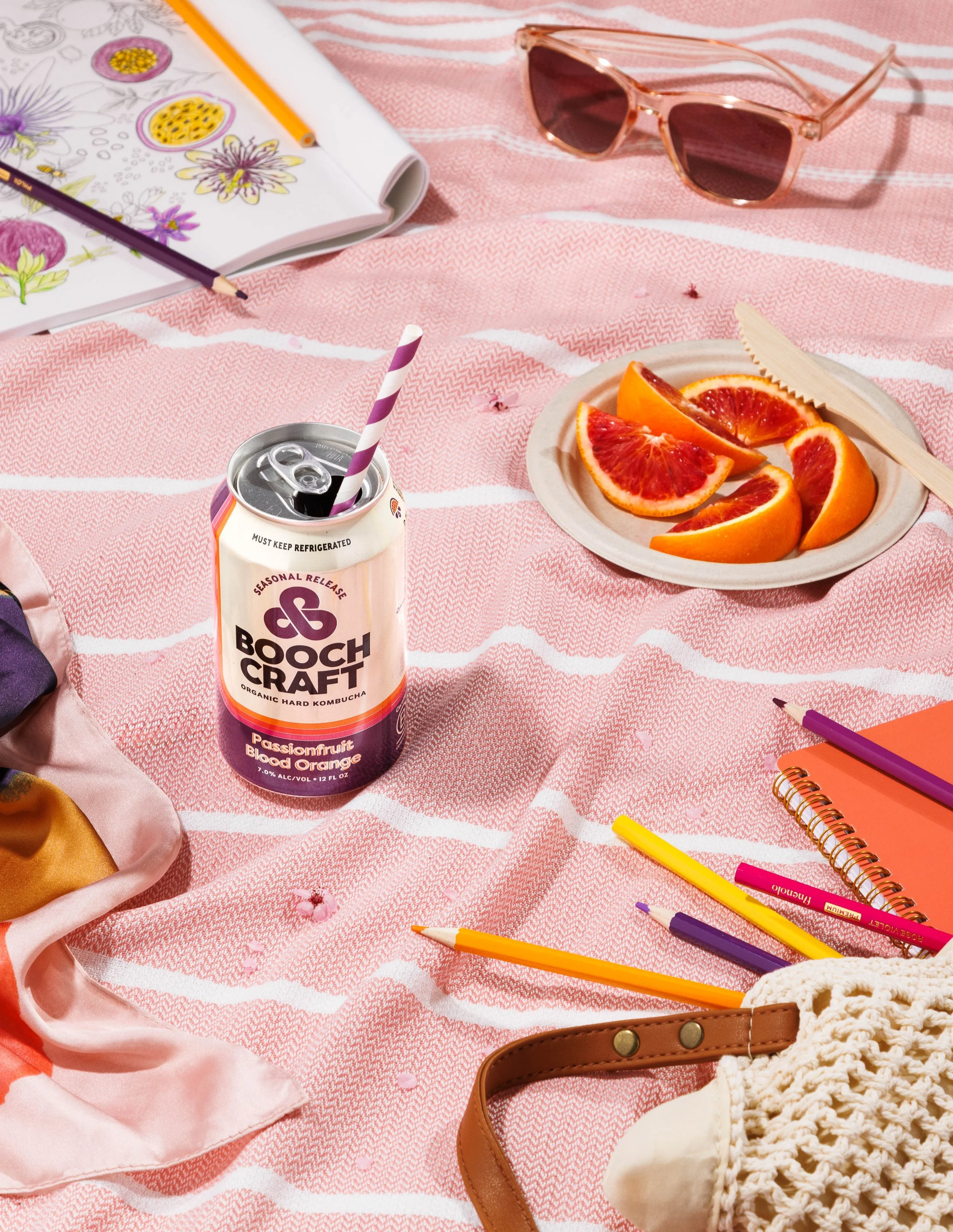 Commercial lifestyle product photo of a canned beverage shot by San Diego product photographer Amy Carson.