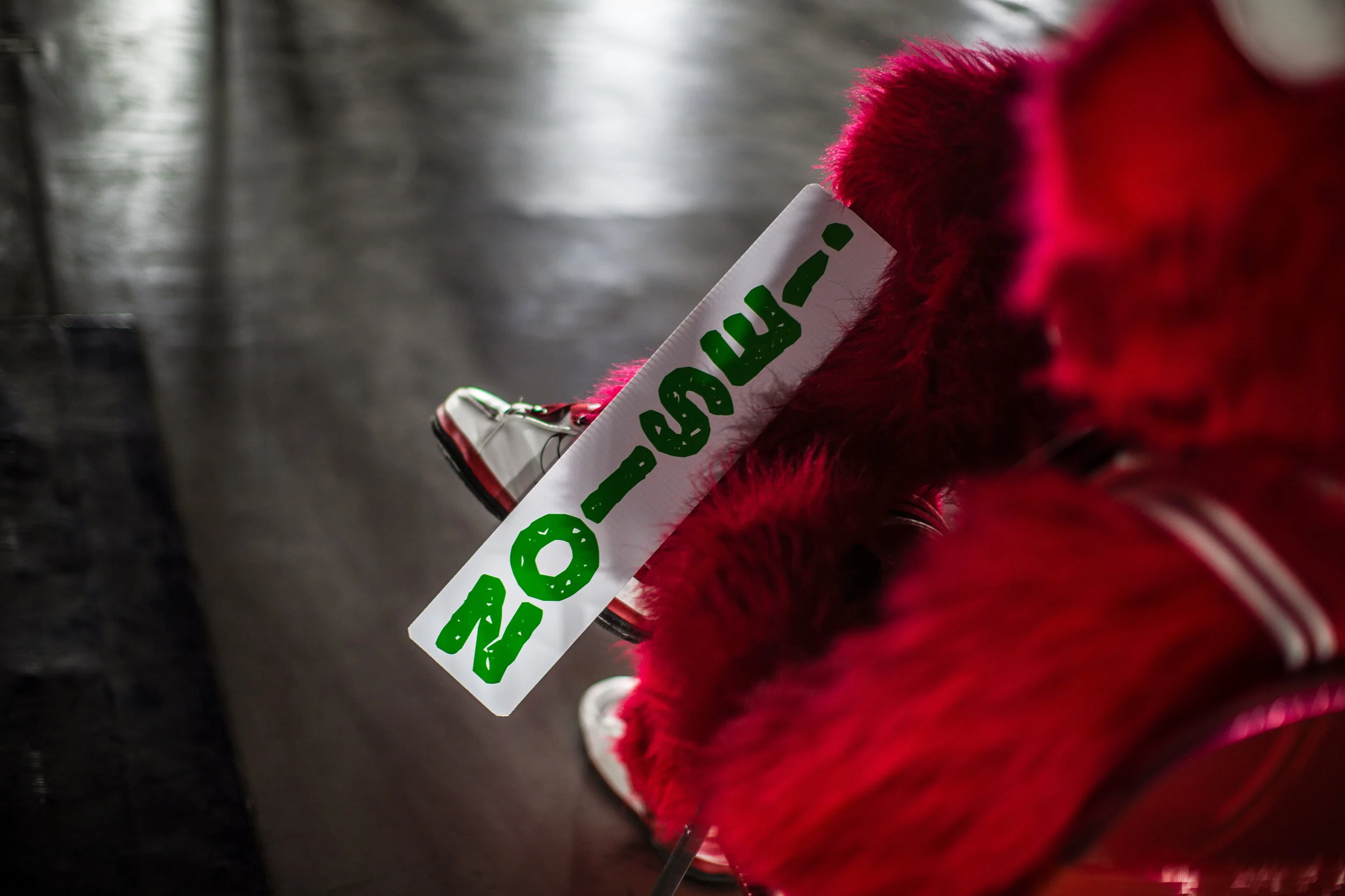 Behind the Scene Still by Chicago set photographer Rashad Anabtawi of Benny The Bull Relaxing his Noise Baton