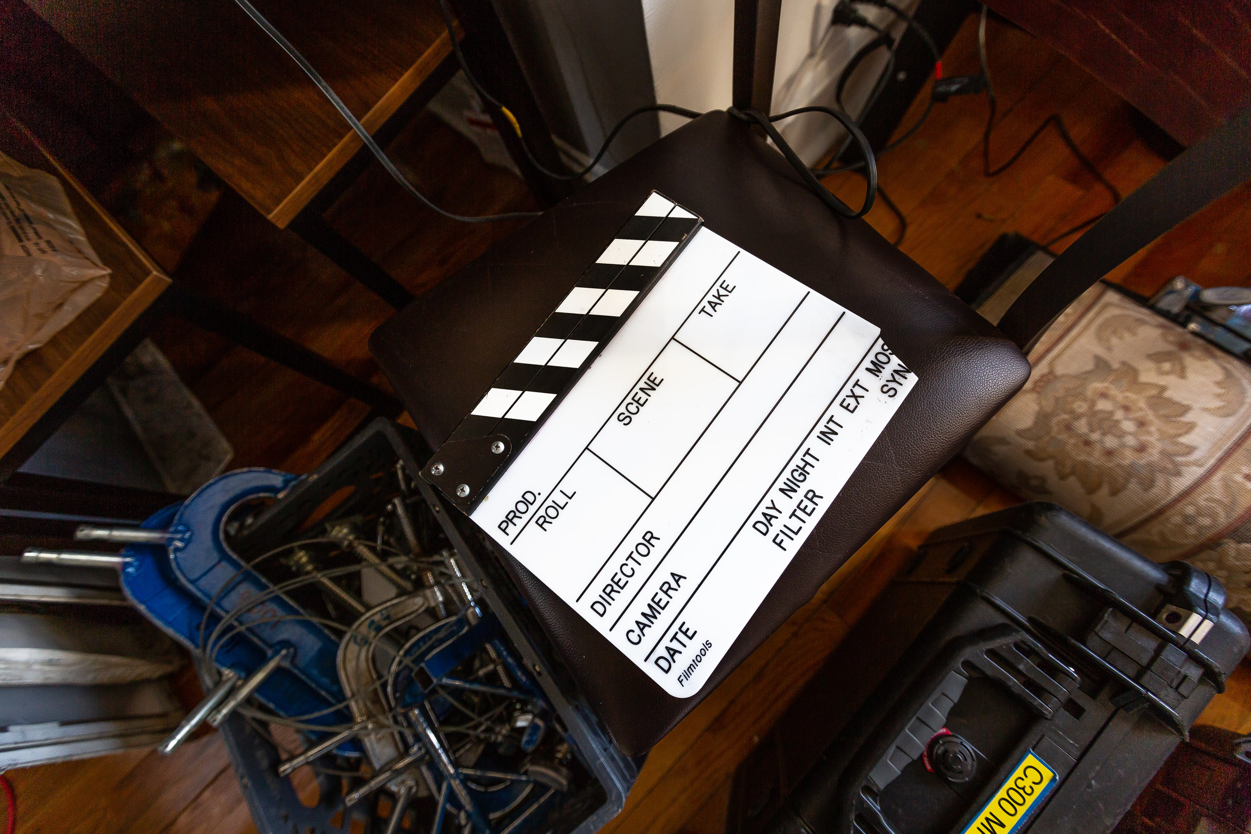 Behind the Scene Photograph of the film slate by Chicago Set Photographer Rashad Anabtawi