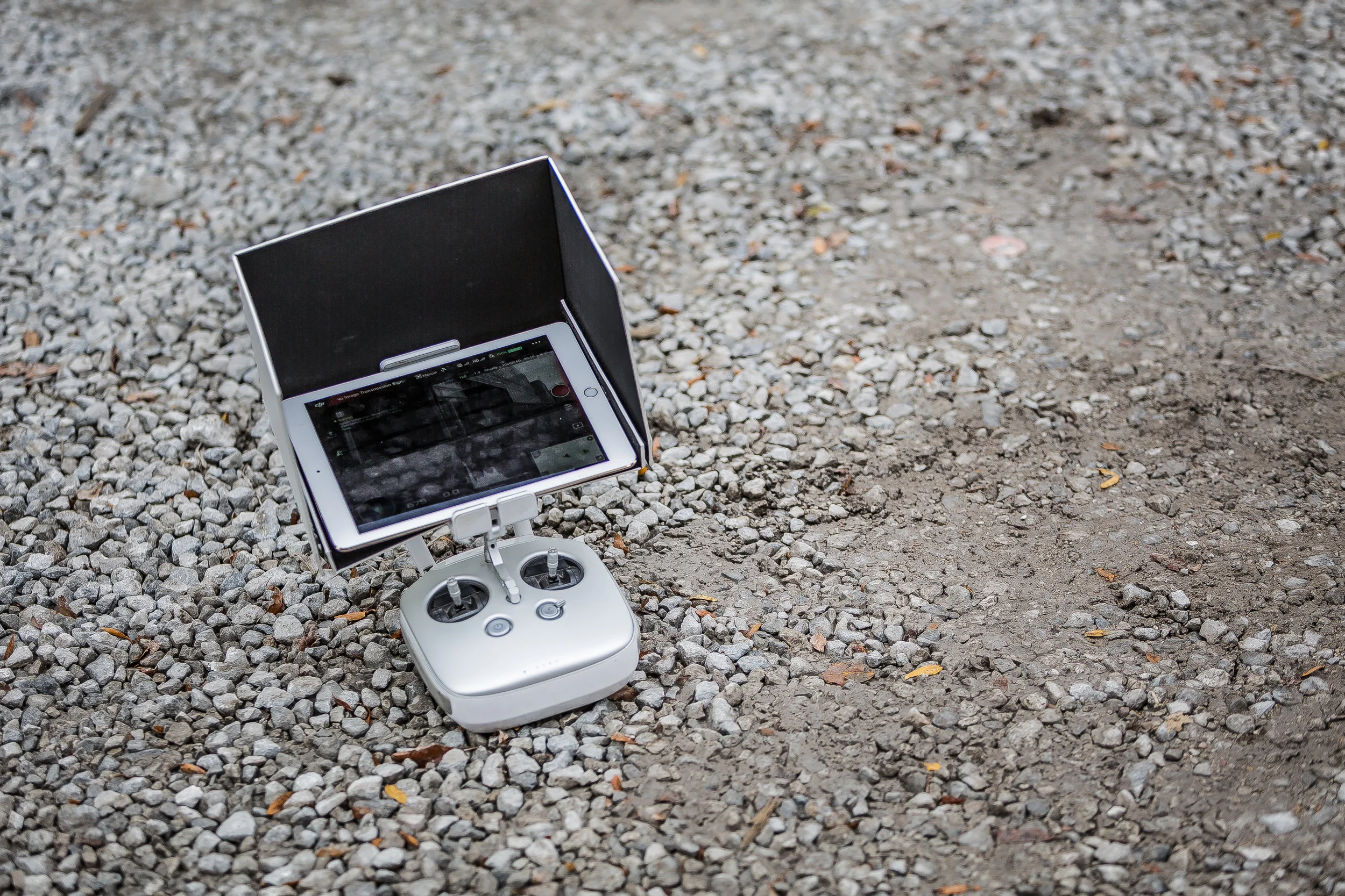 Behind the scenes photograph by Chicago Photographer Rashad Anabtawi of the DJI drone console