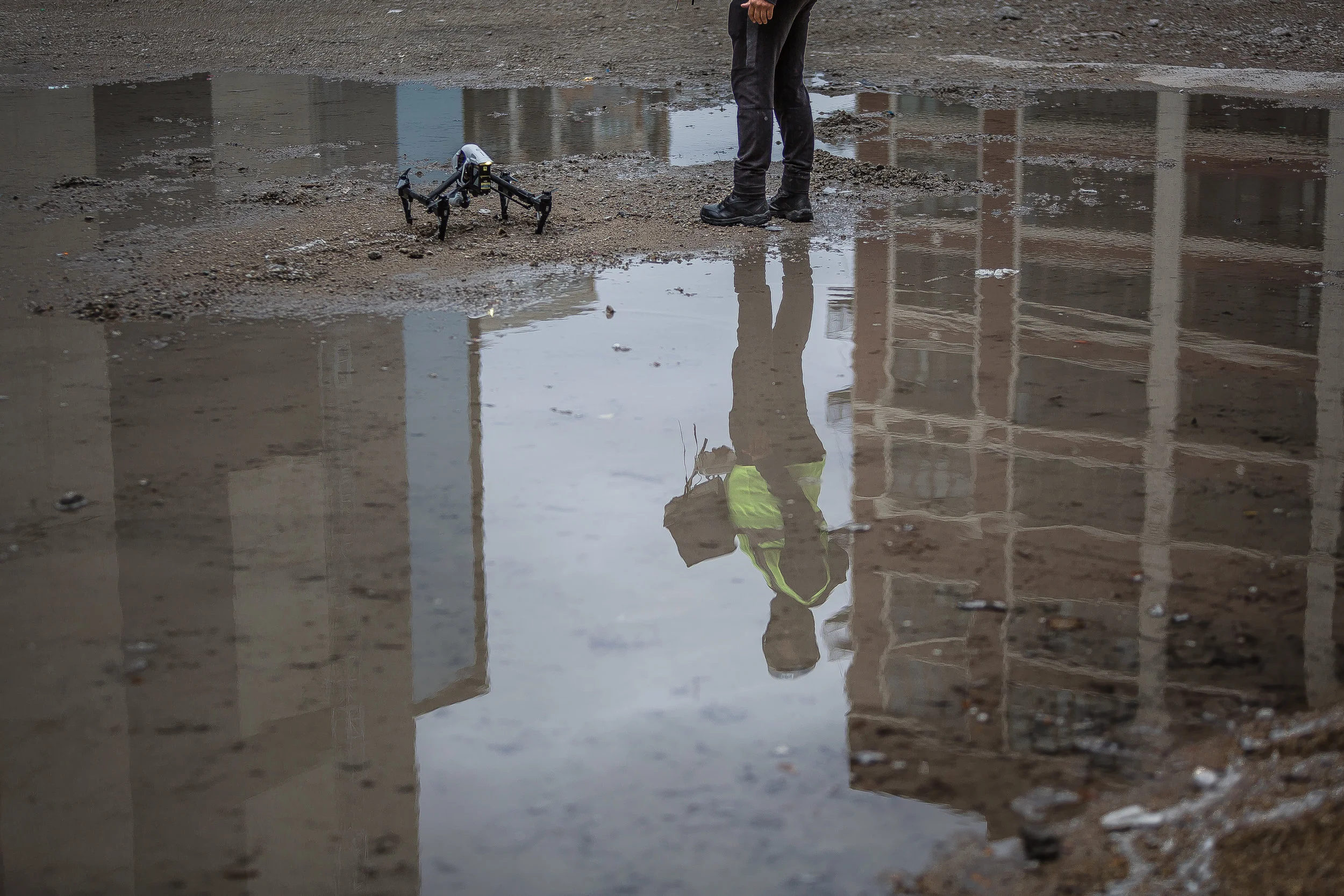 Unit still image by Chicago set photographer Rashad Anabtawi of the DJI drone Inspire 1 and operator