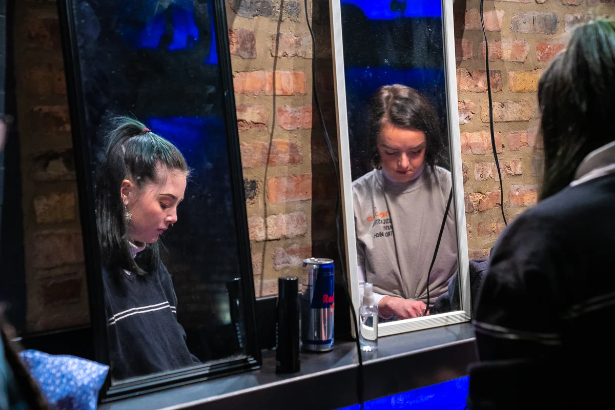 A behind the Scenes unit Still Photograph by Chicago Set Photographer Rashad Anabtawi of the two make up Artists