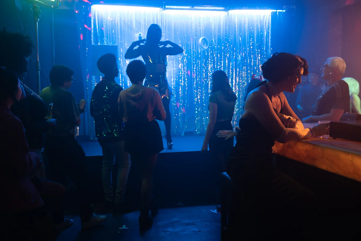 Behind the Scene Image by Chicago Set Photographer Rashad Anabtawiof the Set Design with the extras and main cast