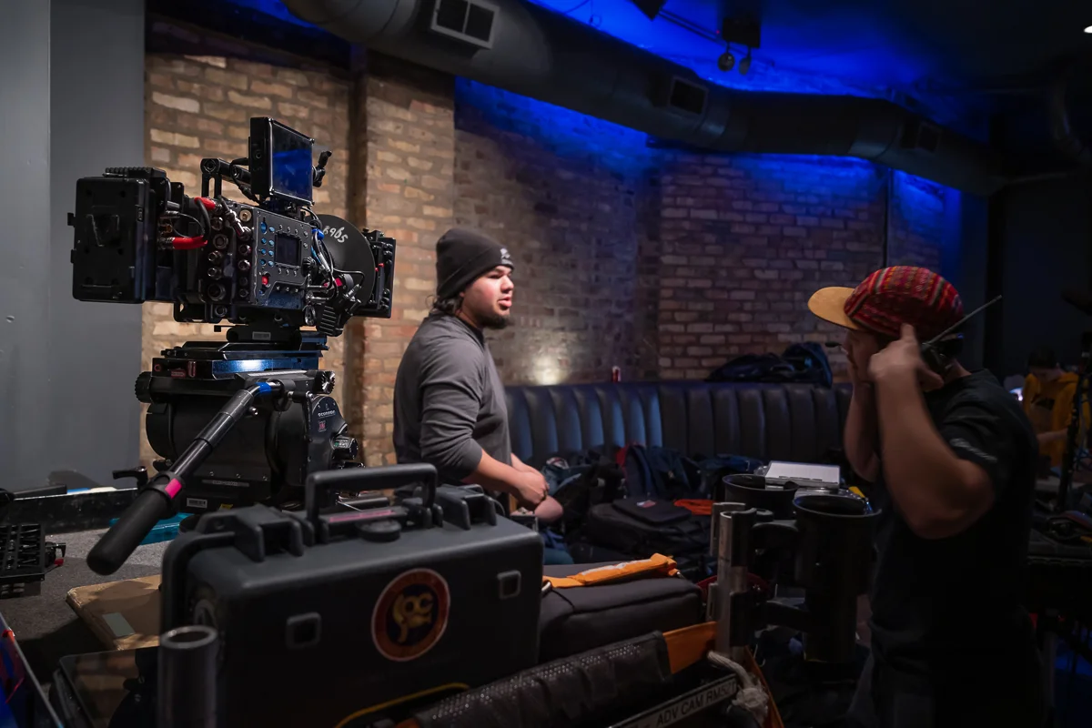 A Unit Still Photograph by Chicago Set Photographer Rashad Anabtawi of the Camera Crew and the Camera set up