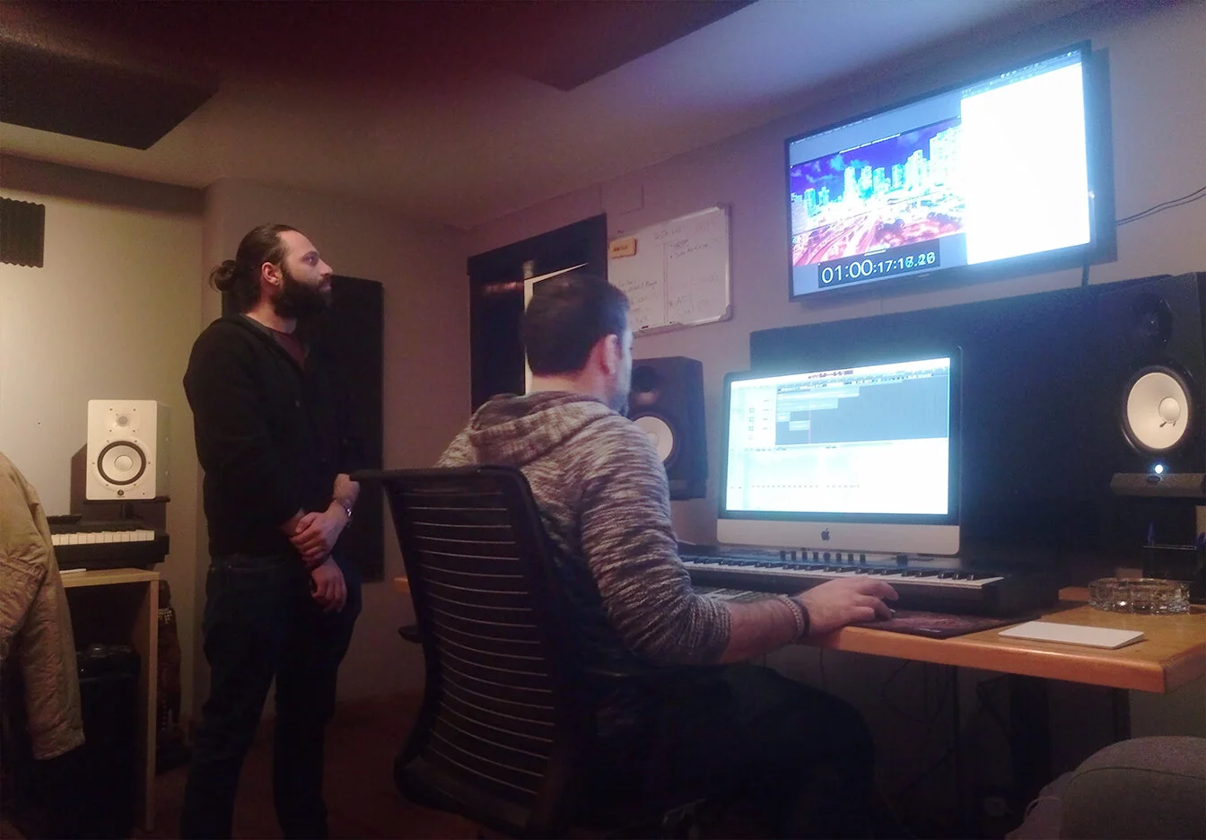 Behind the Scene Photograph of Producer Ali Mango and Composer and Sound Designer Issa Shahin from SoundScource Studio by Jordan Behind the Scene Photographer Rashad Anabtawi