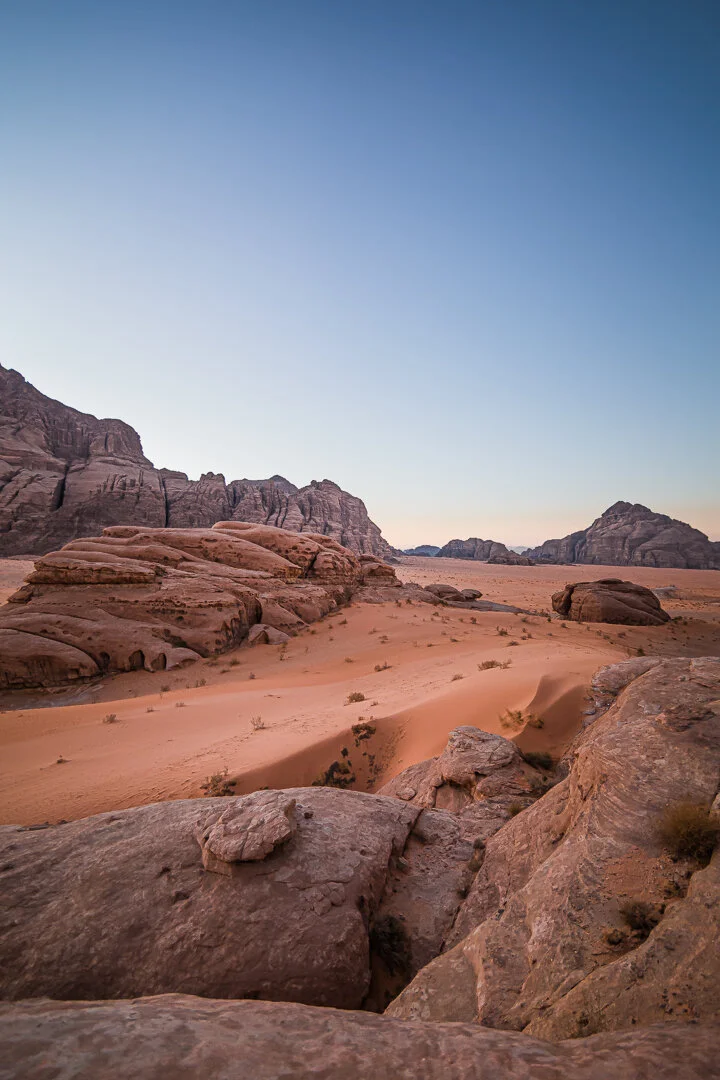 Portrait fine art landscape photograph of Wadi Rum at golden hour by Photographer Rashad Anabtawi