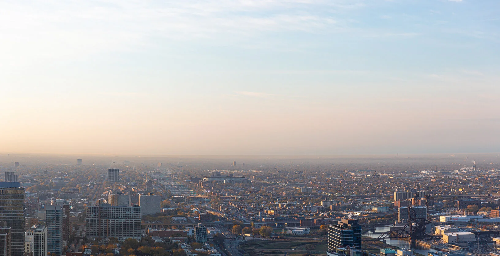Panoramic Urban landscape Photograph of the greater Chicago Area by Chicago Photographer Rashad Anabtawi