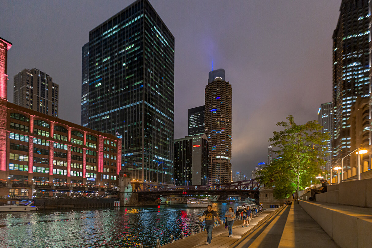 Urban Photograph of Chicago River at night by Chicago Photographer Rashad Anabtawi