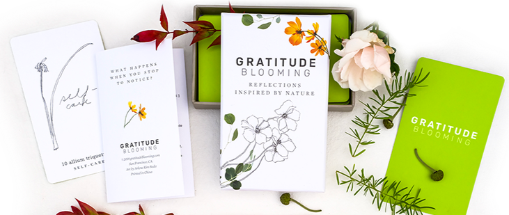 Gratitude Blooming reflection card deck and gift products