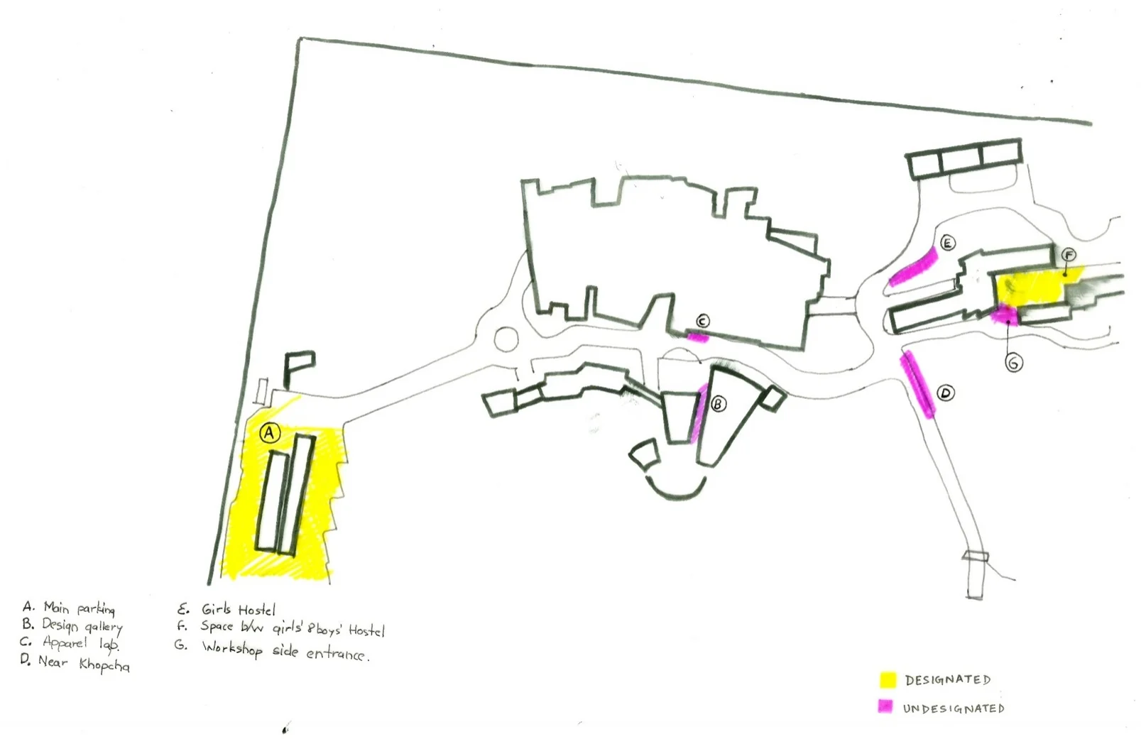 Parking spots in the NID Gandhinagar campus