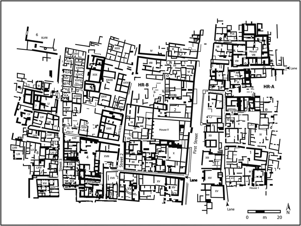 Plan of houses and streets, Mohenjo-daro