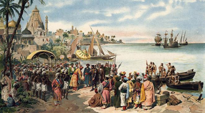 Vasco da Gama arriving at Calicut