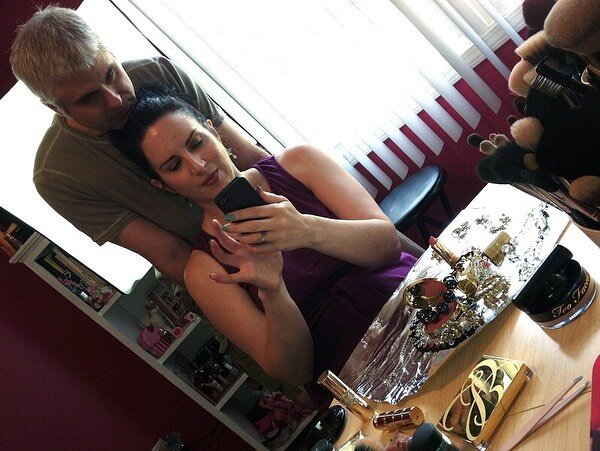 From maybe seven years ago, here&rsquo;s Jeff helping me photograph makeup at my sister&rsquo;s house. Those photos didn&rsquo;t amount to much, but @emilynoel83 took good pictures of us being a couple. ❤️