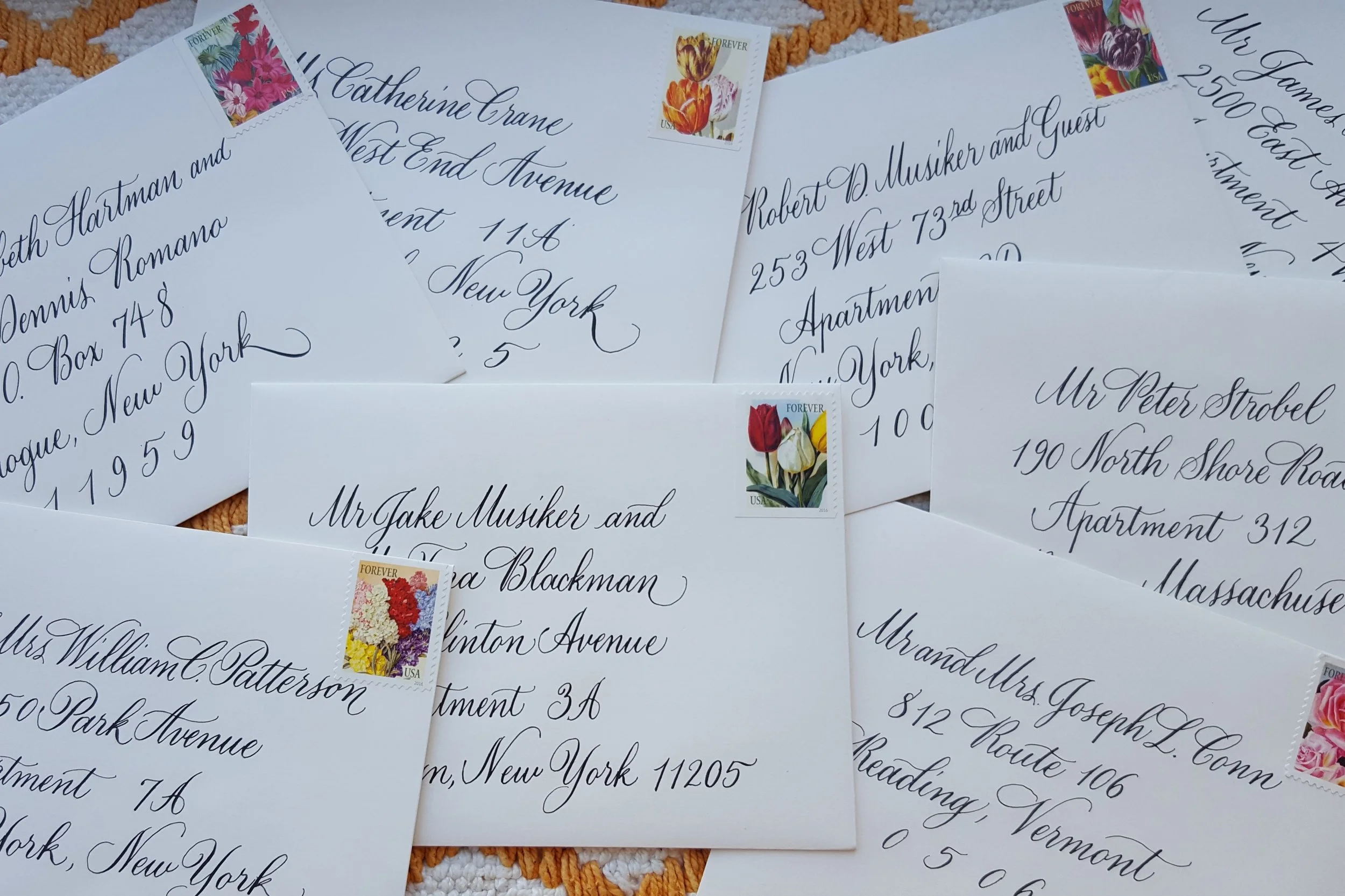 Hand-addressed wedding envelopes in copperplate calligraphy, tri-state area.jpg