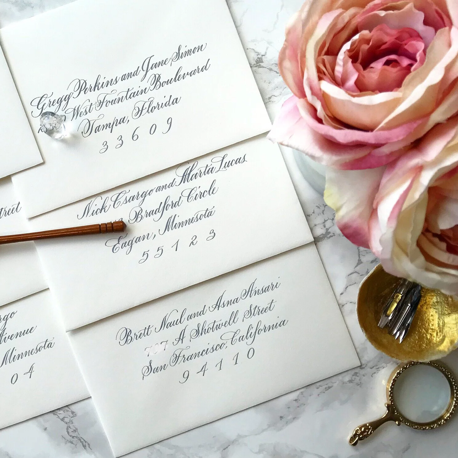 Classic calligraphy addresses