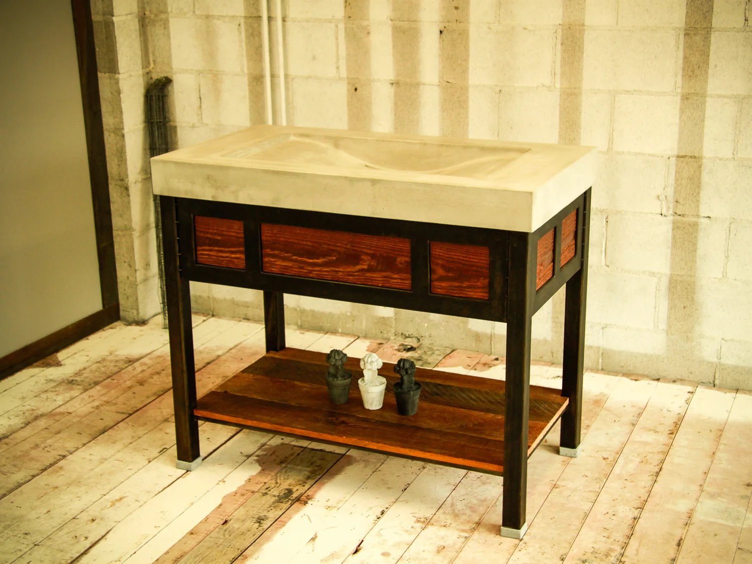 Wave Sink Steel Vanity Base