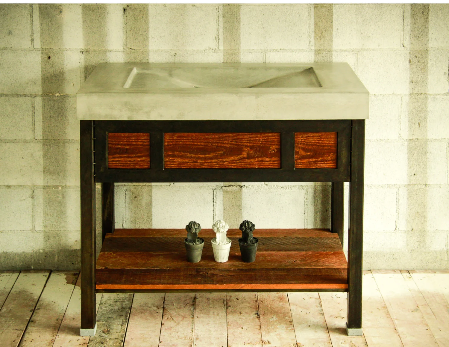 Wave Sink Steel Vanity Base