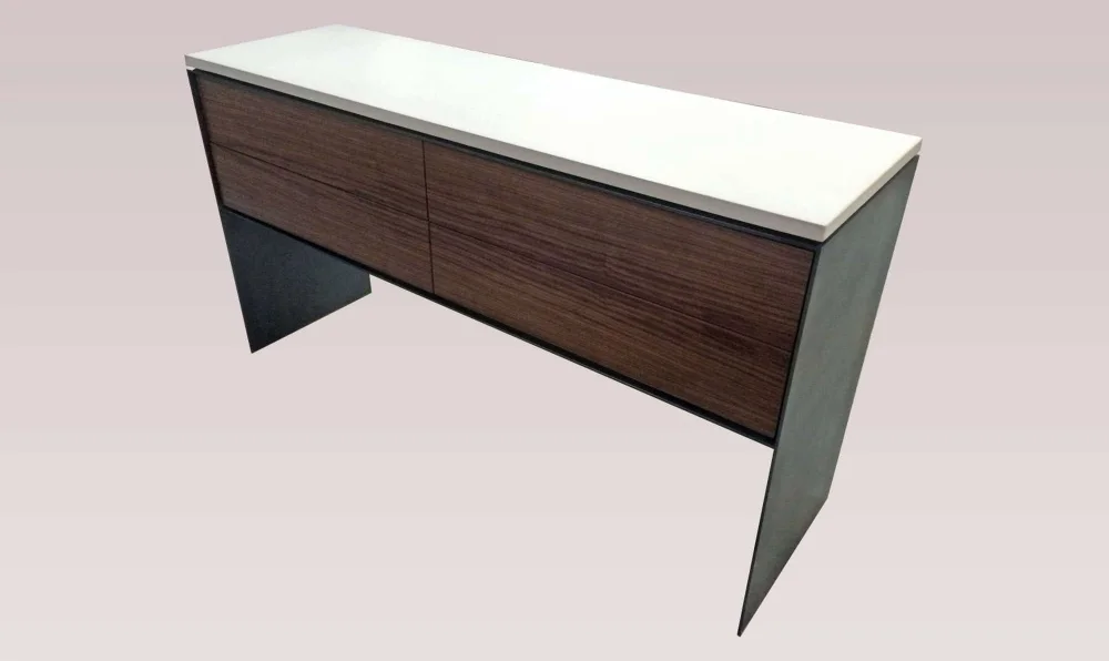 Steel Walnut Concrete Credenza