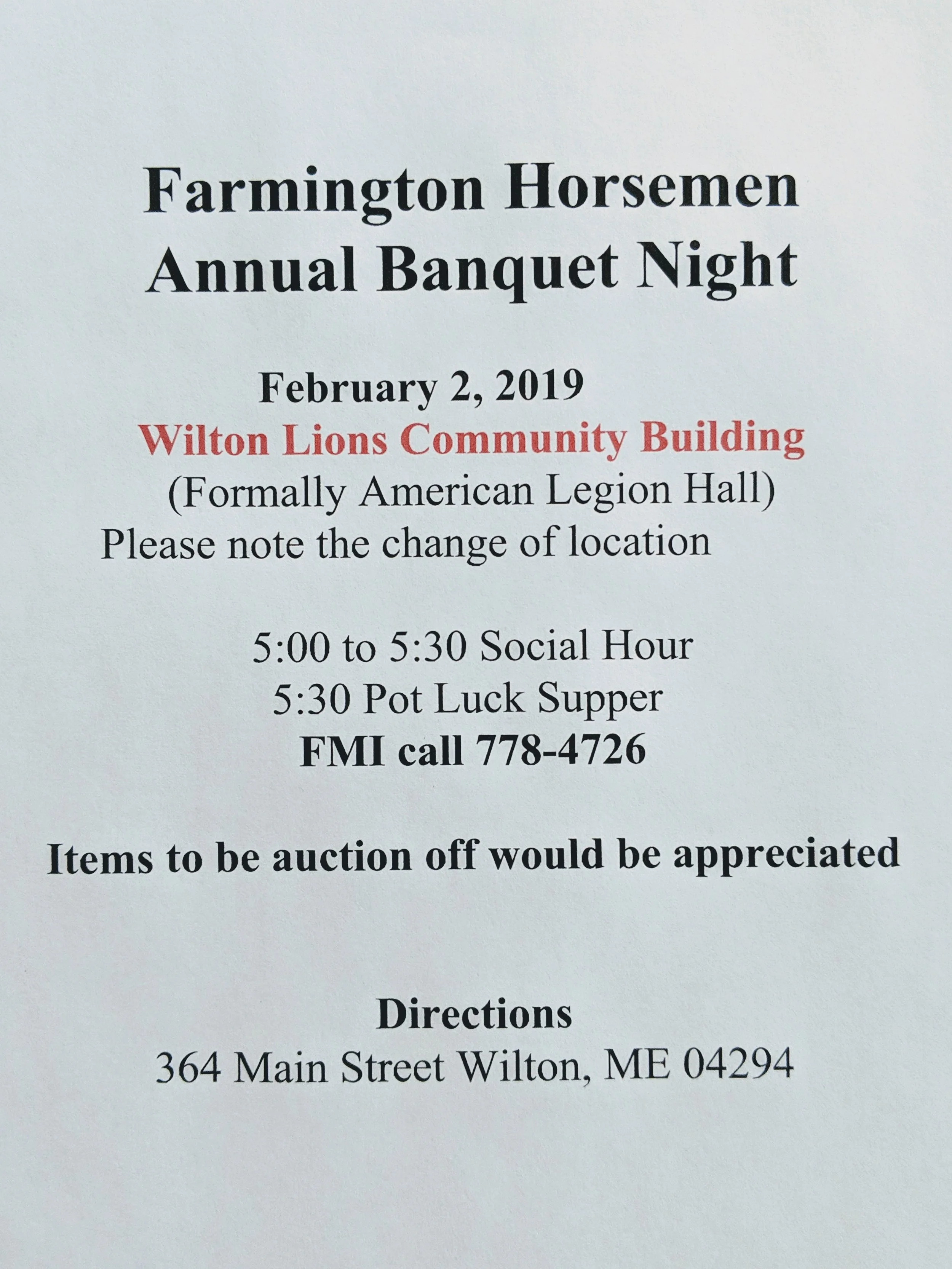 Farmngton Horsemen's Annual Banquet