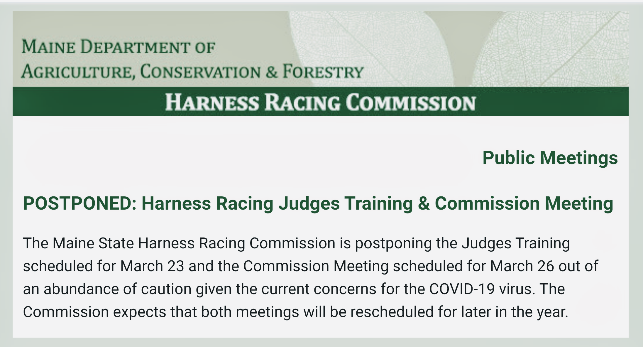 MSHRC has Postponed 2 Meetings