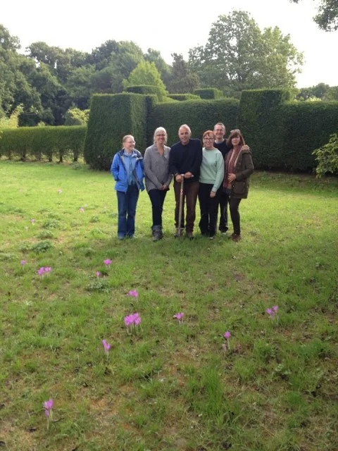 My symposium group and our first meeting in the garden with Fergus