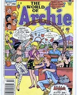Published in October 1986, this Archie comic special Expo '86 edition shows Veronica, Betty, Reggie, Jughead and Archie enjoying Expo in Vancouver.⁠
⁠
The theme for Expo '86 was &quot;Transportation and Communication: World in Motion - World in Touch