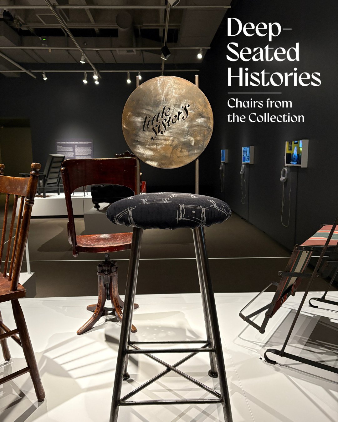 Iconic ✨ Little Sister's Chair (1996-2016) is a custom-made metal bar stool that was part of a set commissioned in 1996 for Little Sister's Book &amp; Art Emporium founded by Bruce Smyth and Jim Deva in Vancouver's West End. The chairs, originally pl