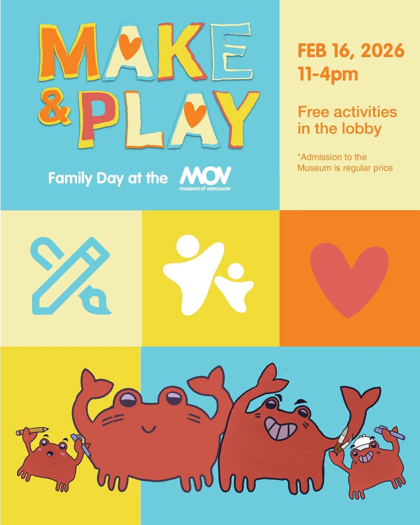 Make something together this Family Day at the Museum of Vancouver. Drop in throughout the day to explore hands-on activity booths led by local Vancouver artists and crafters. Each booth offers a free, all-ages creative activity, with the opportunity