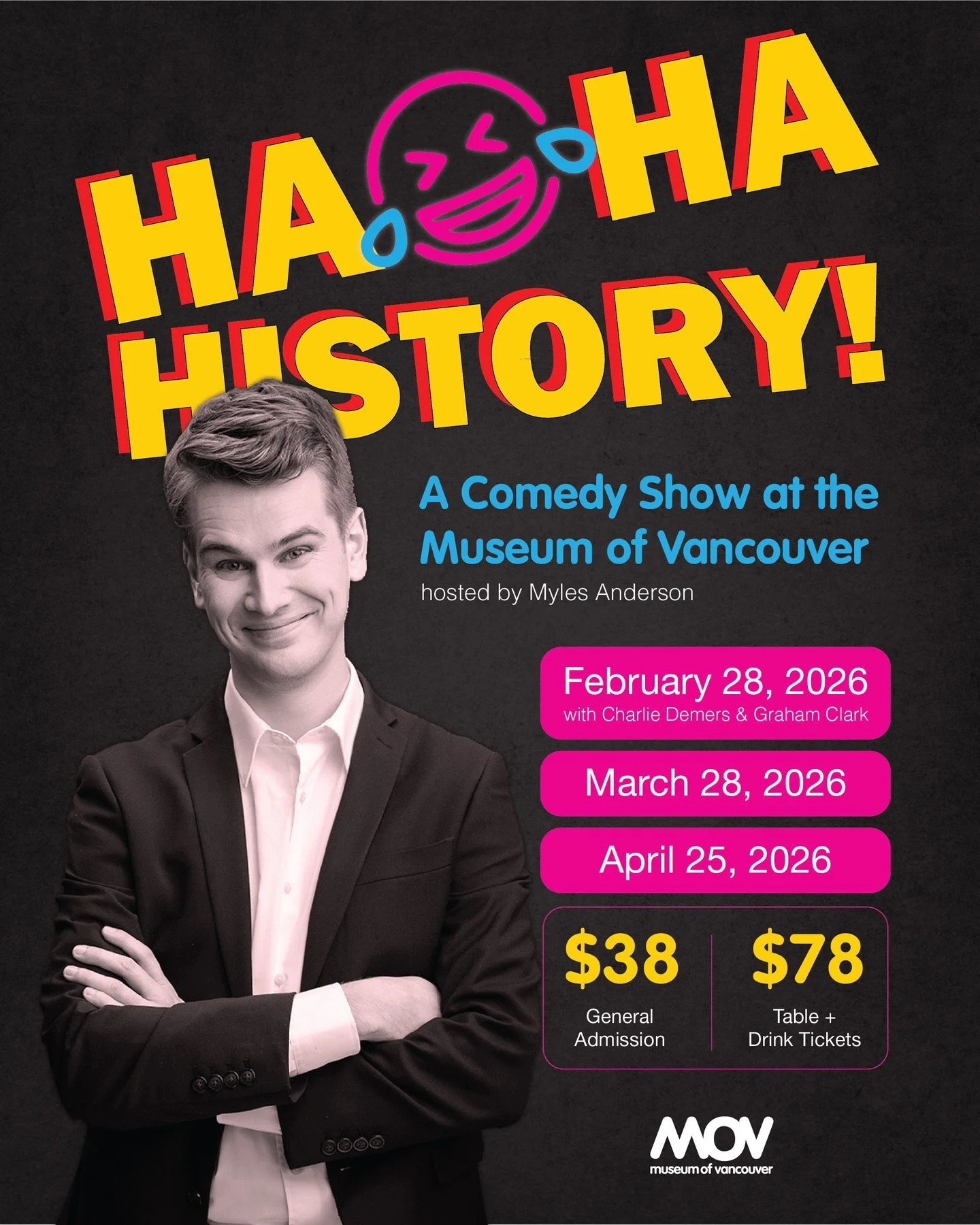 Kick off your evening with a night of comedy at the Museum of Vancouver! Hosted by Myles Anderson (@mylesbanderson), a rotating lineup of comedians will riff, debate and respond to prompts drawn from the MOV&rsquo;s collection. Items from the collect