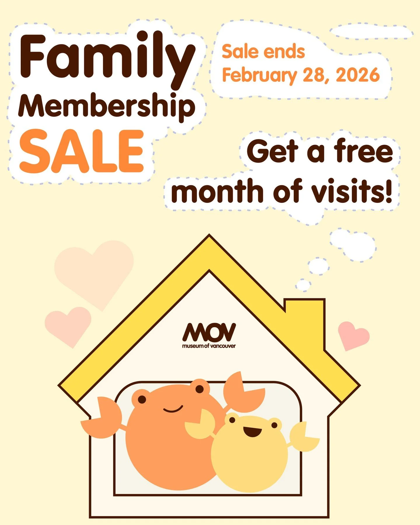 To celebrate Family Day in February, we&rsquo;re having a sale on Family Memberships! Family Memberships offer benefits to two adults and up to three children 18 and younger. If you purchase or renew a Family Membership before the end of February, yo