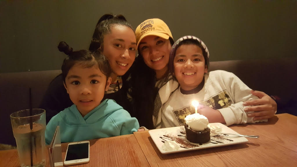 Genevieve with her little crew!