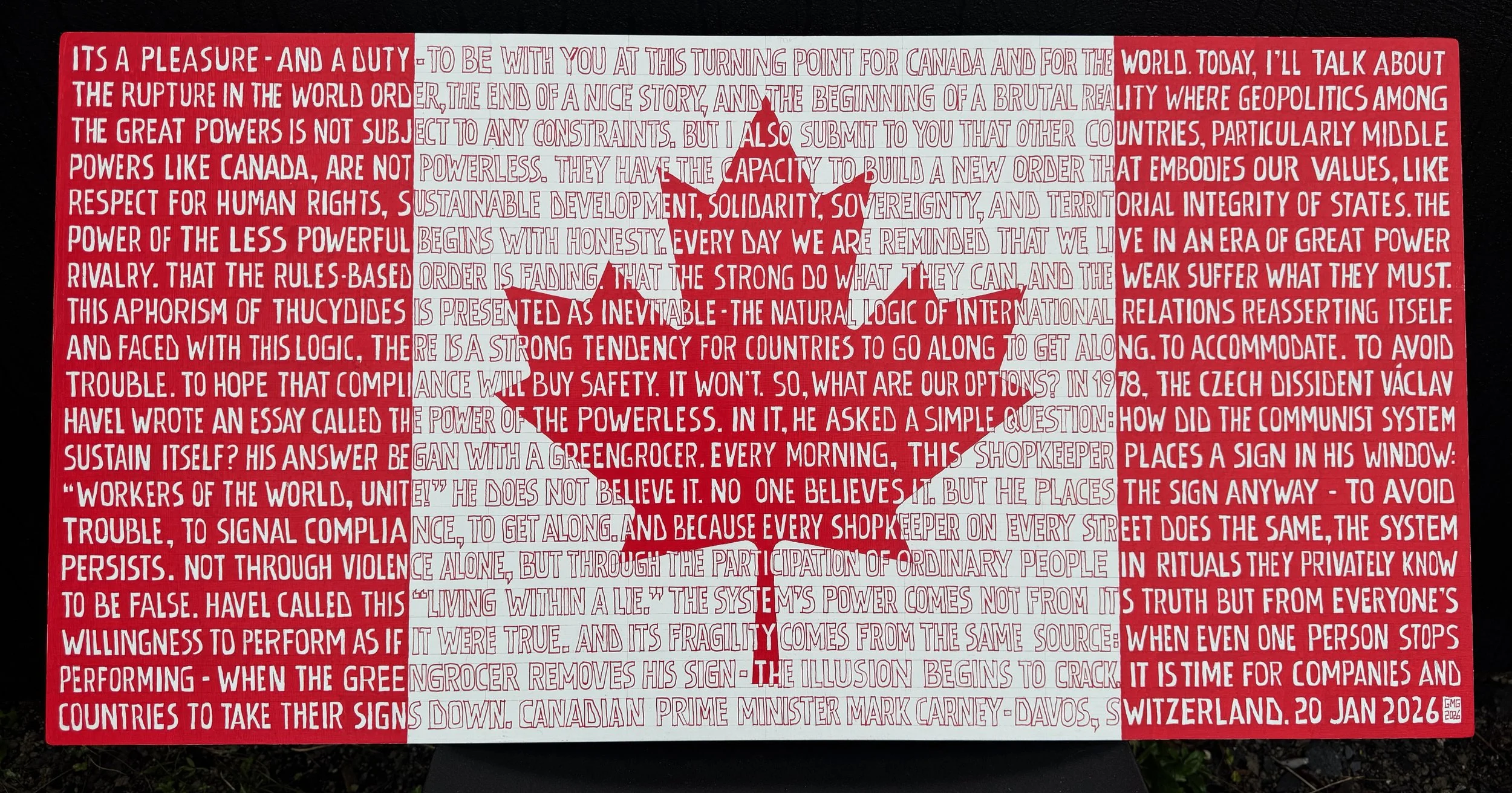 the final Spoken State - Canadian Flag - Mark Carney Speech. 