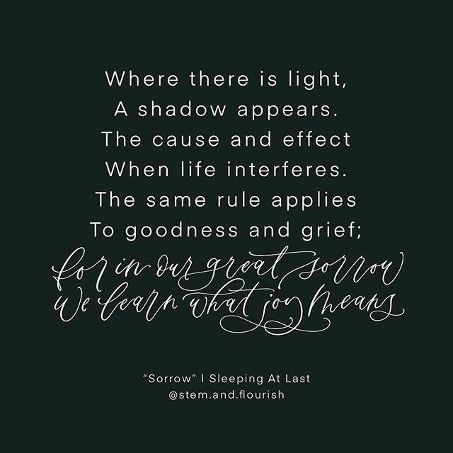 Music helps me process my feelings easier, and lately I&rsquo;ve been holding onto the last line of this song by @sleepingatlast... ...for in our great sorrow we learn what joy means... Honestly, I&rsquo;ve spent a lot of time crying and feeling help